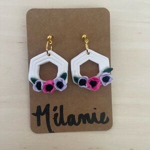 Polymer clay earrings with handmade flowers 🌸